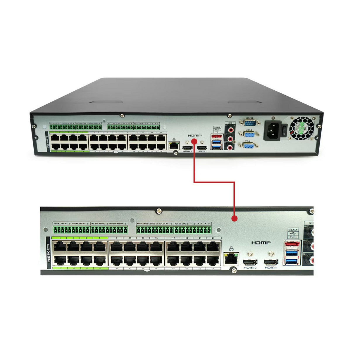 IC Realtime NVR-FX24POE-15U32MP1-8TB 24-Channel POE Network Video Recorder