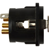 Neutrik NC3FD-L-B-1 3-Pin Female XLR Panel/Chassis Mount Connector, Latching, Black/Gold