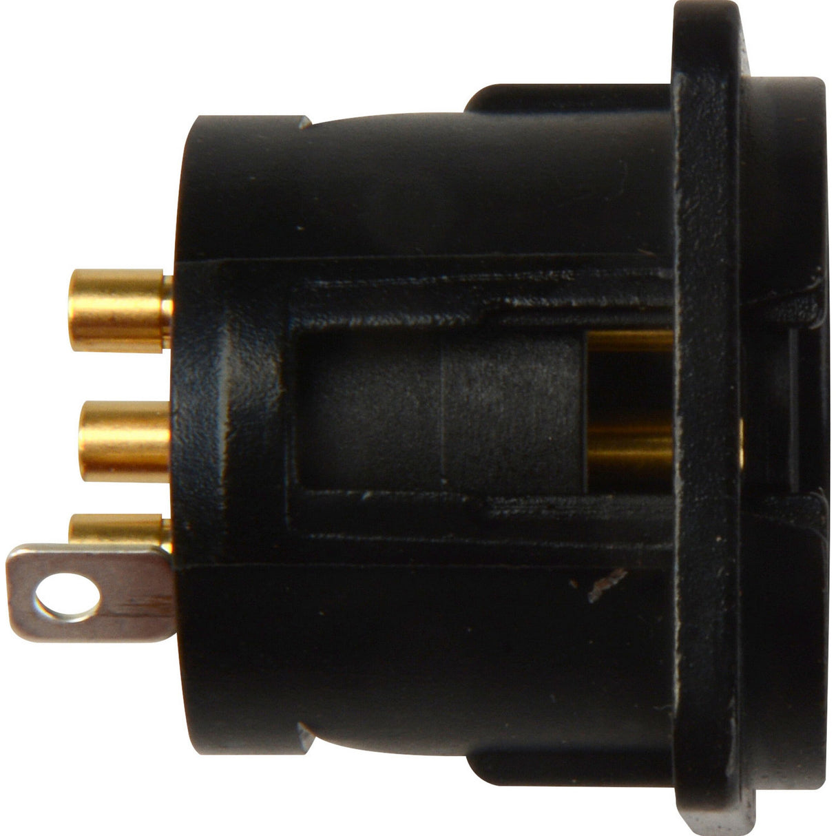 Neutrik NC3MD-L-B-1 3-Pin XLR Male Panel/Chassis Mount Connector, Solder Cups, Black/Gold