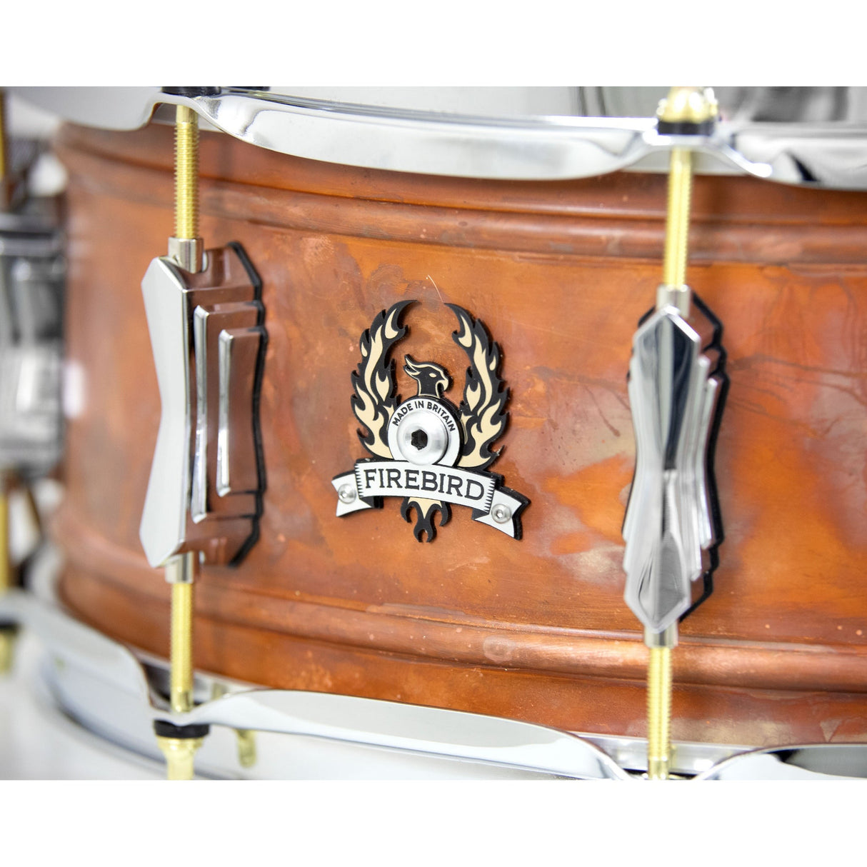 British Drum Co FB-14-60-SN Firebird Series 14x6-Inch Snare Drum, Copper Over Brass Finish