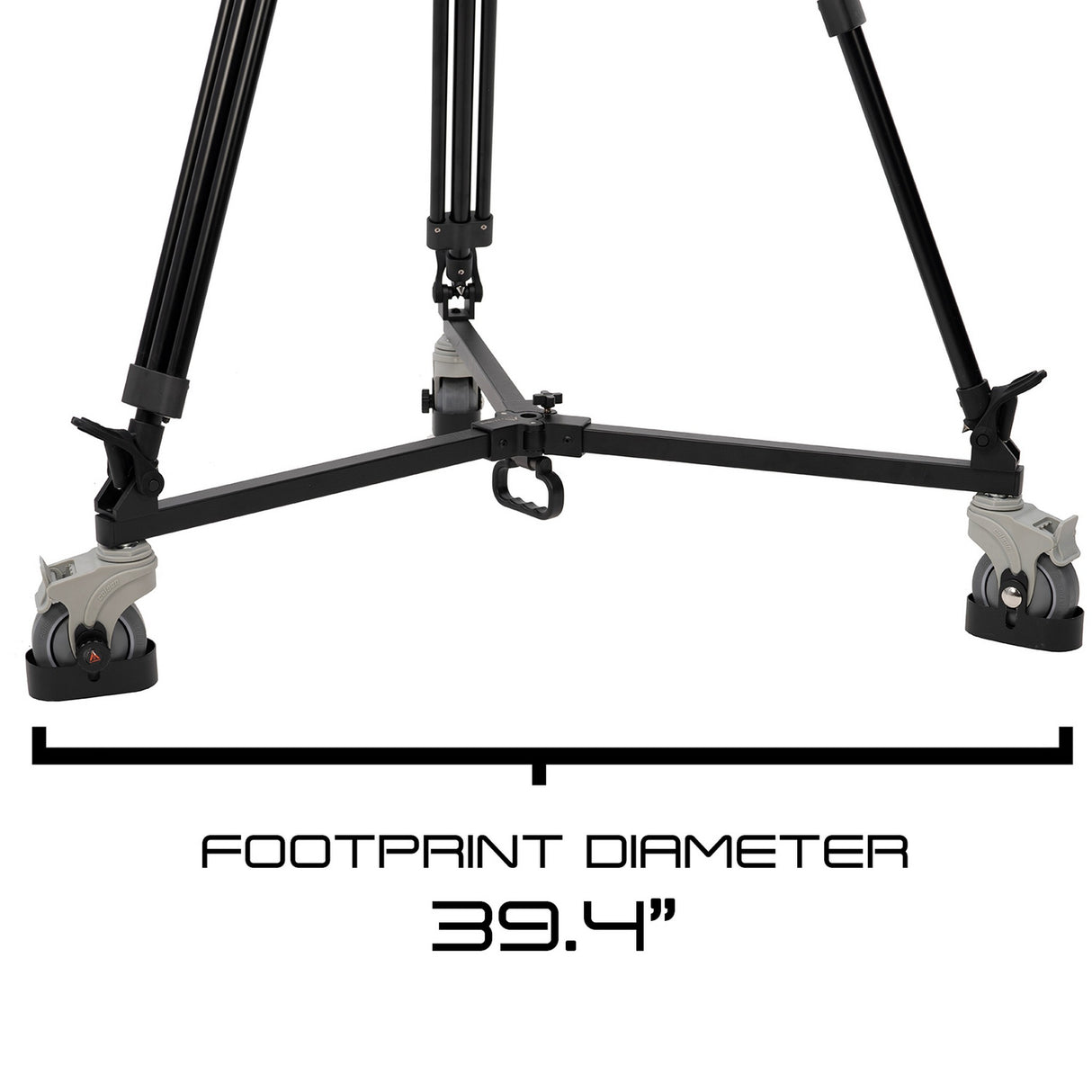 E-Image GA102D-PTZ Aluminum PTZ Tripod with 100mm Flat Base and Dolly