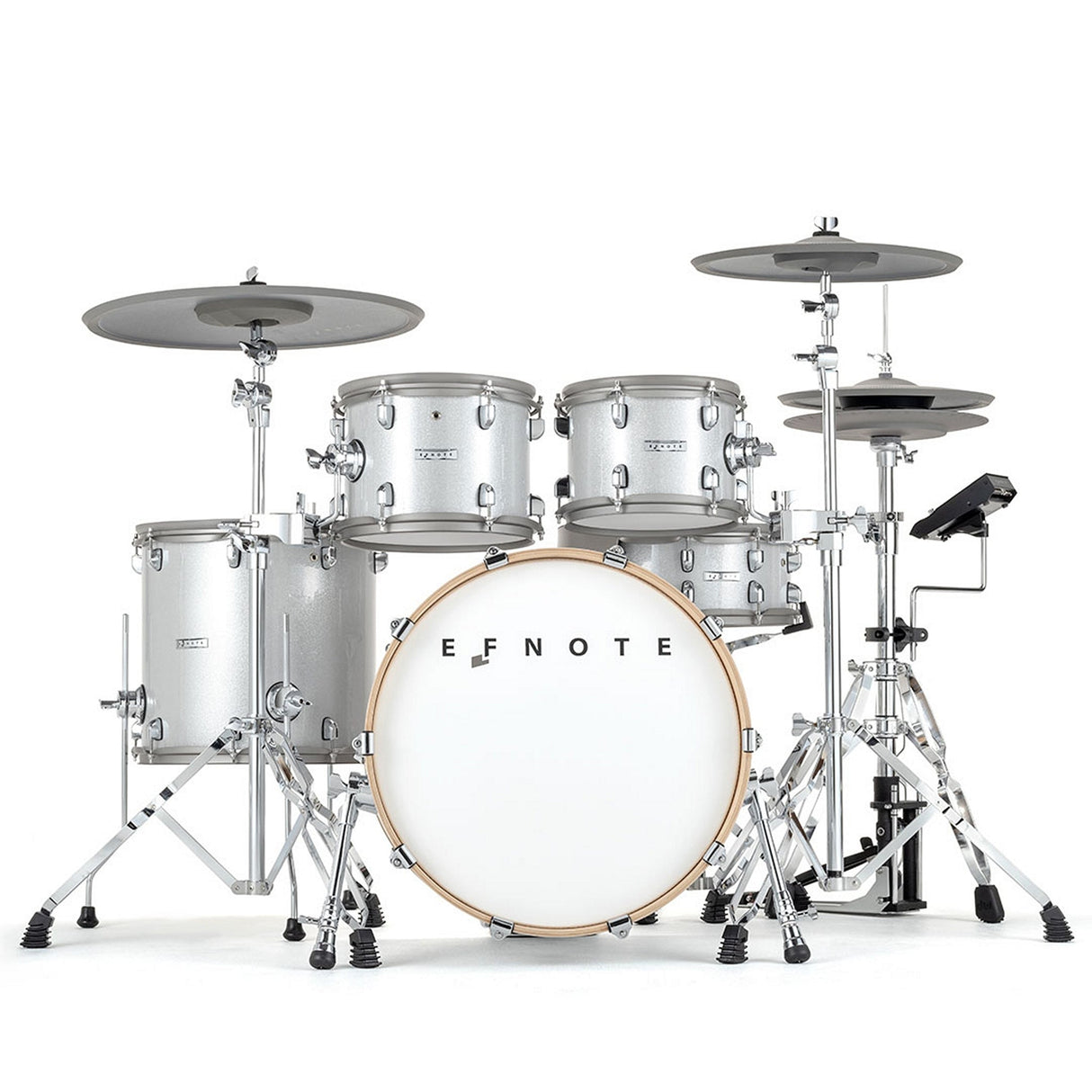 EFNOTE 7 Acoustic Designed Electronic Drum Set, White / Sparkle