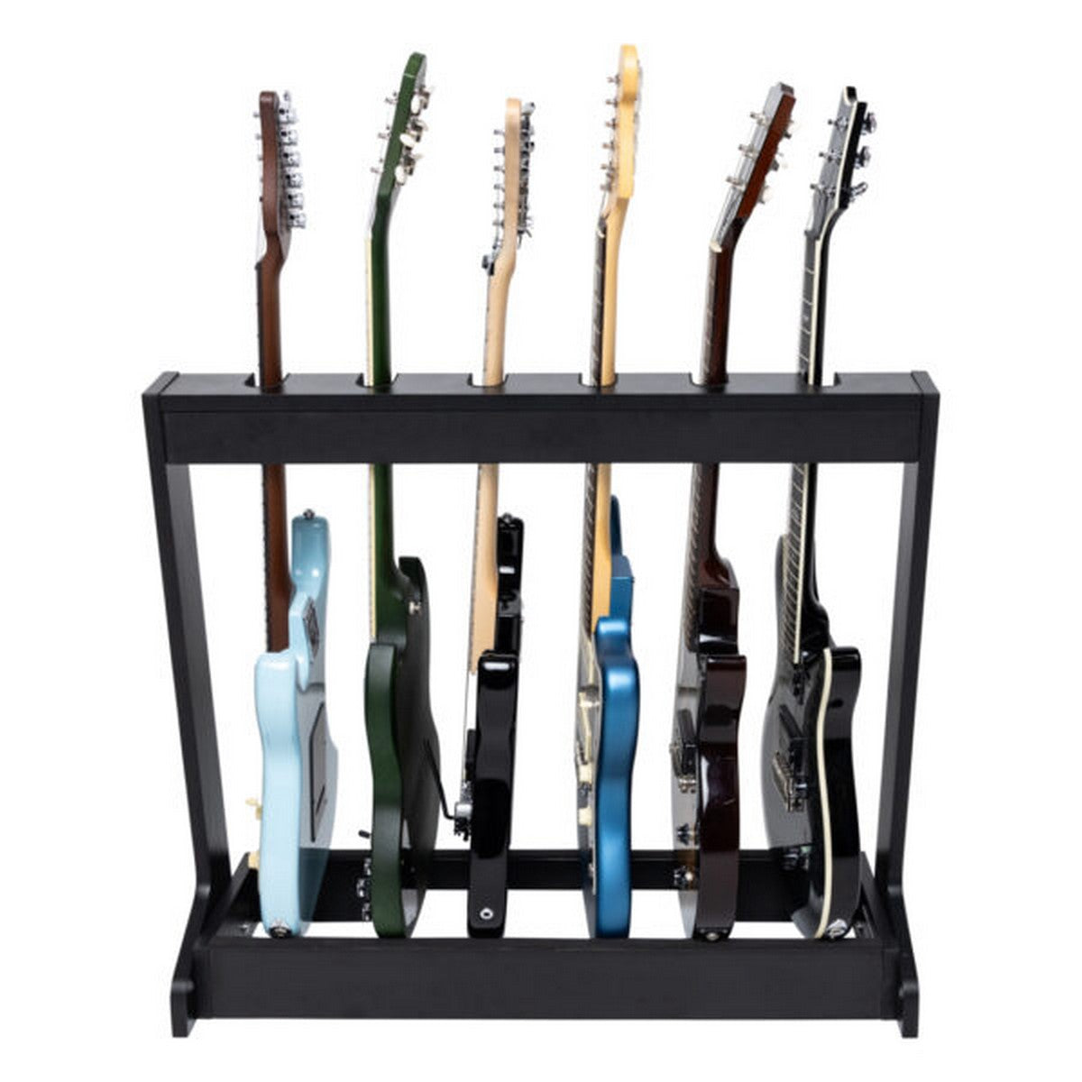 Gator GFW-GTR-WD6RK-BLK Frameworks Wooden Guitar Rack for 6 Guitars, Black