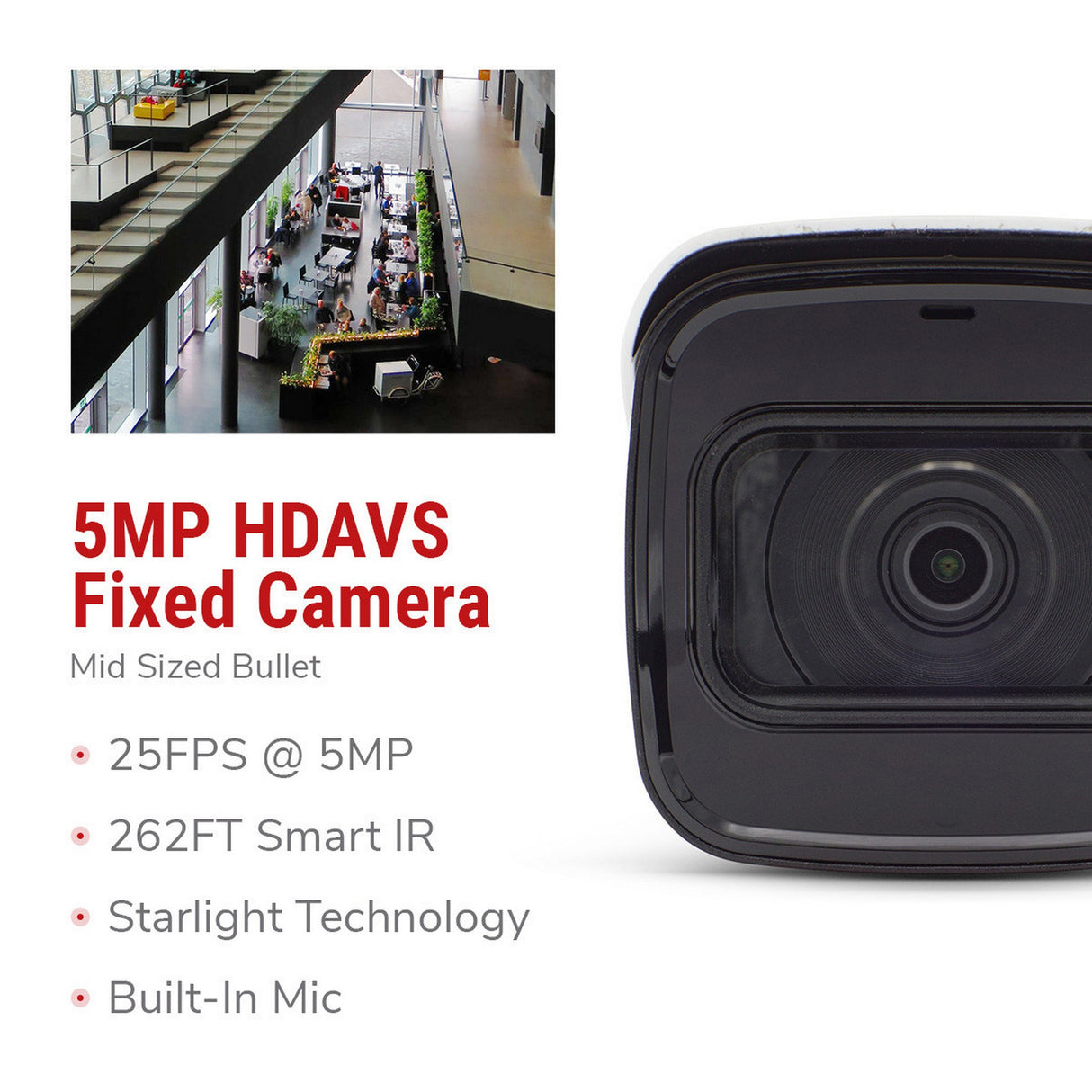 IC Realtime HDMX-B50V-IR-DPM1 5-Megapixel HDAVS 16:9 Aspect Ratio Indoor/Outdoor Mid-Size Bullet Camera