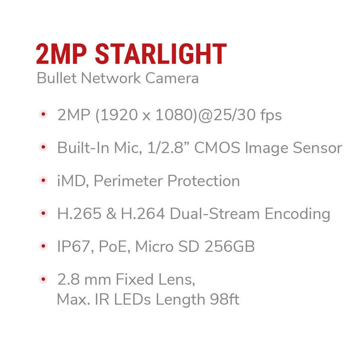 IC Realtime IPEG-B20F-IRW5 2MP IP Bullet Camera with 2.8mm Lens
