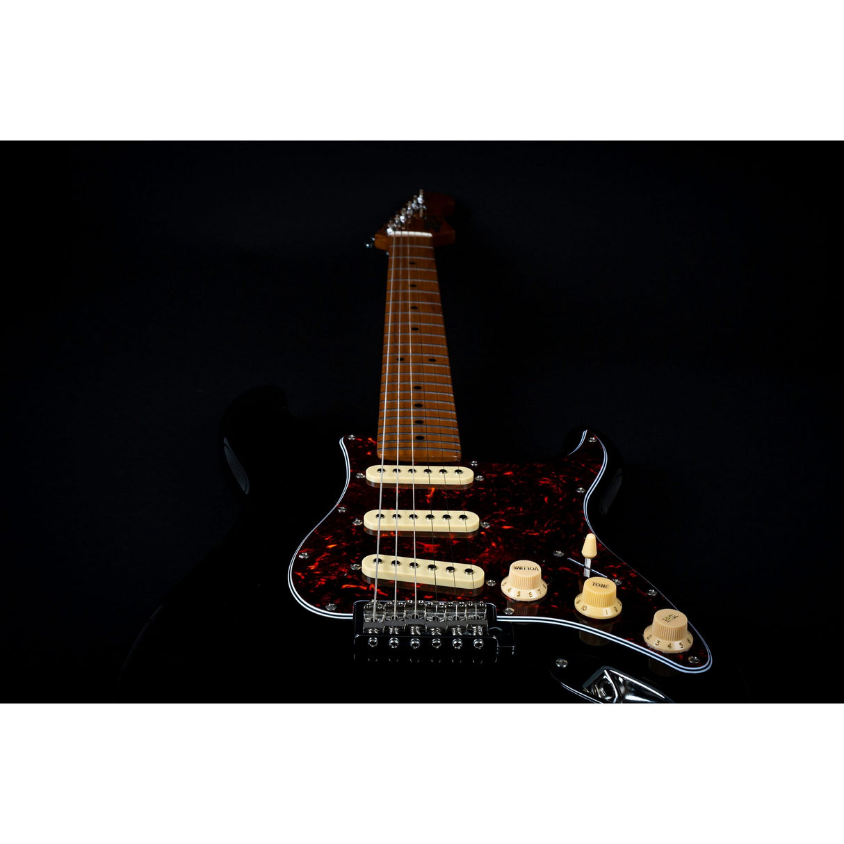 JET Guitars JS 300 BK SSS Basswood Body Electric Guitar with Roasted Maple Neck/Fretboard