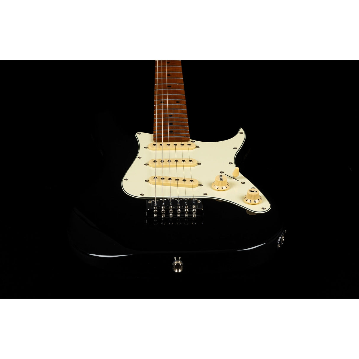Jet Guitars JS-300 Mini Roasted Maple Electric Guitar, Black Finish