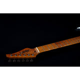 JET Guitars JS-800 Relic BK HS Basswood Electric Guitar with Flamed Top, Roasted Maple Fretboard and Neck