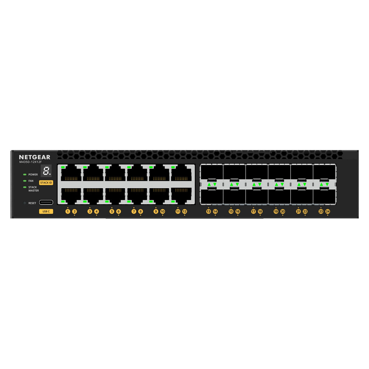 Netgear XSM4324-100NES 24-Port 12x10G/Multi-Gig and 12xSFP+ Desktop Managed Switch