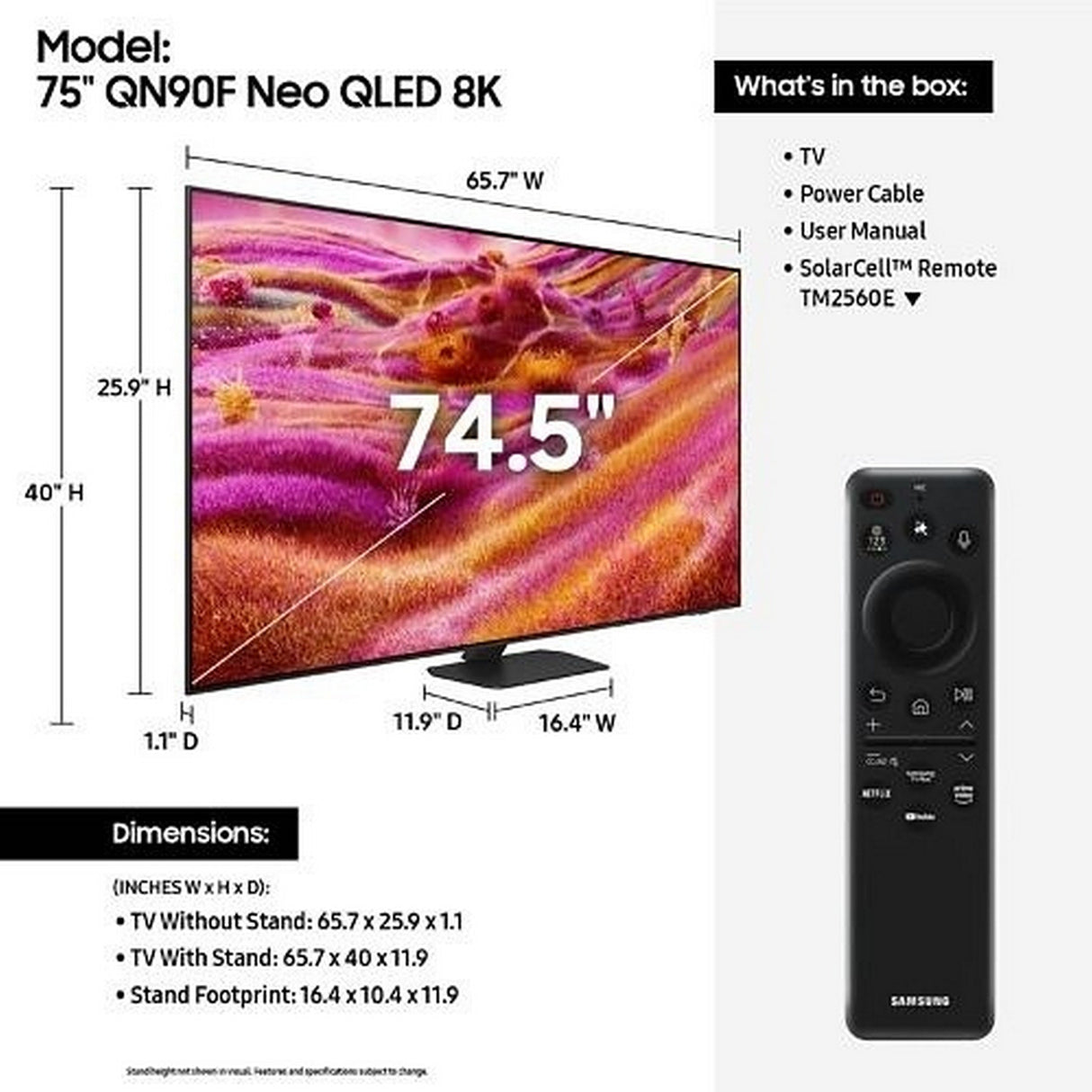 Samsung QN75QN90FAFXZA 75-Inch QN90F Series Neo QLED 4K Smart TV