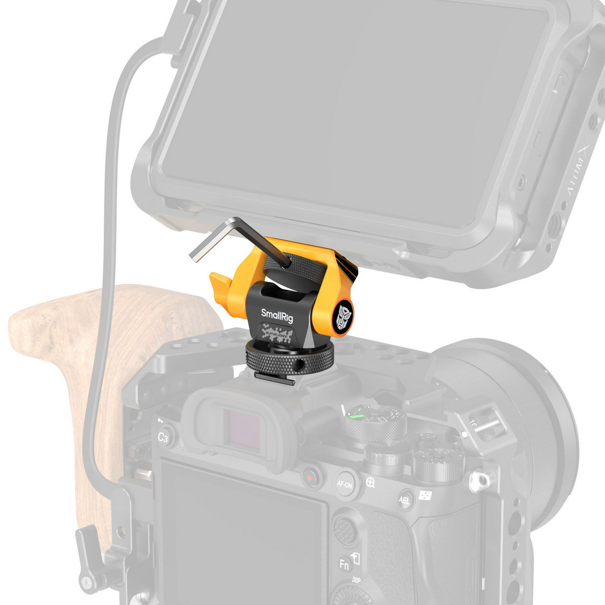 SmallRig 5519 Swivel and Tilt Adjustable Monitor Support with Cold Shoe, BumbleBee Edition