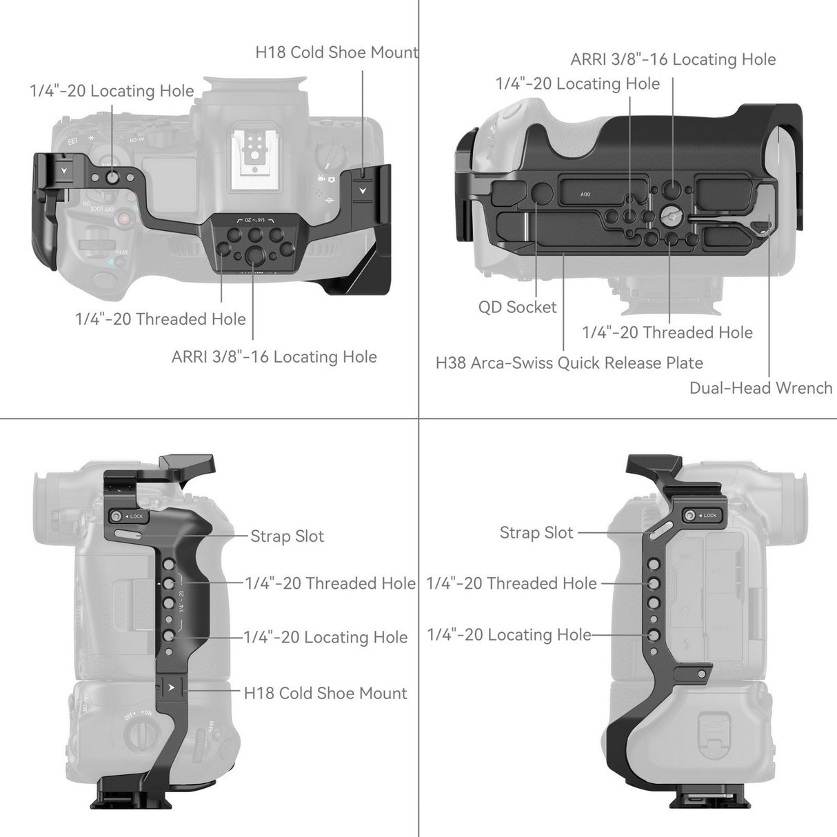 SmallRig 5623 Cage for Canon EOS R5 Mark II with Battery Grip BG-R20 Camera Rig