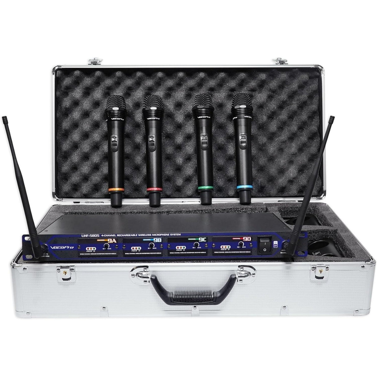 VocoPro UHF-5805-9 Rechargeable 4-Channel UHF Wireless Microphone System