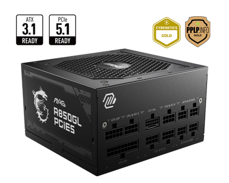 MSI - MSI MAG A850GL PCIE5 850W 80 Plus Gold Fully Modular ATX 3.0 PSU - MAGA850GLPCIE5