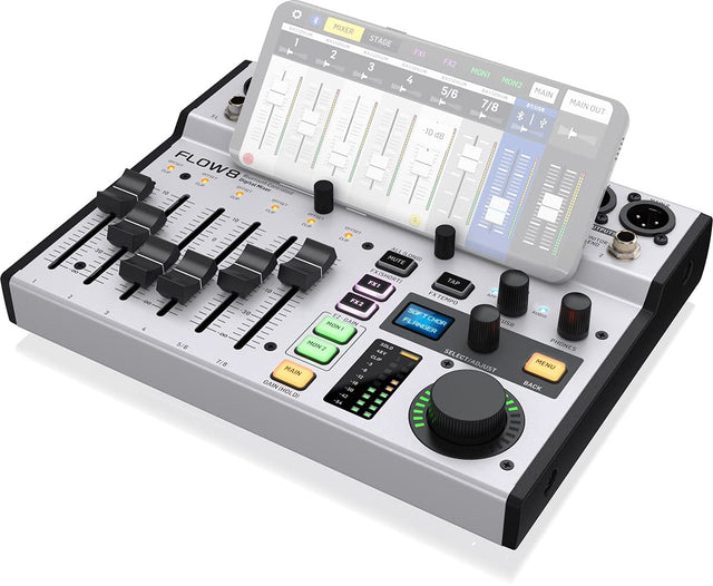 Behringer FLOW 8 8-Input Digital Mixer with Bluetooth Audio and App Control,...