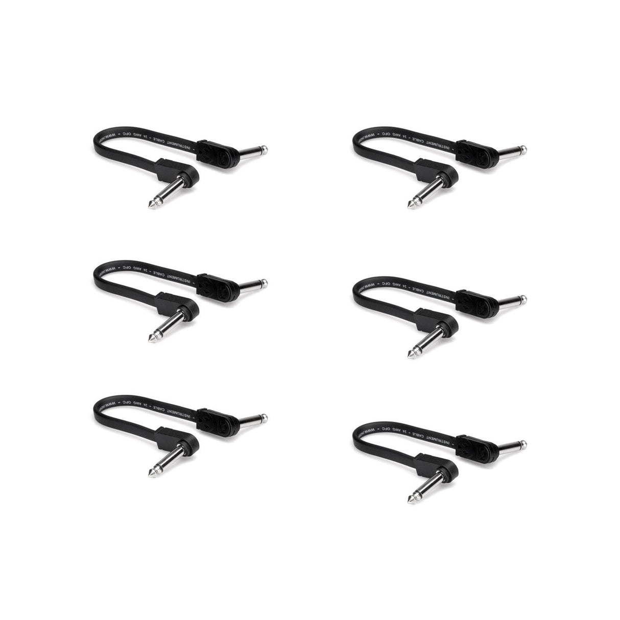 Hosa CFP-606 6 Inch Molded Right Angle to Same Guitar Patch Cable, 6 Pieces