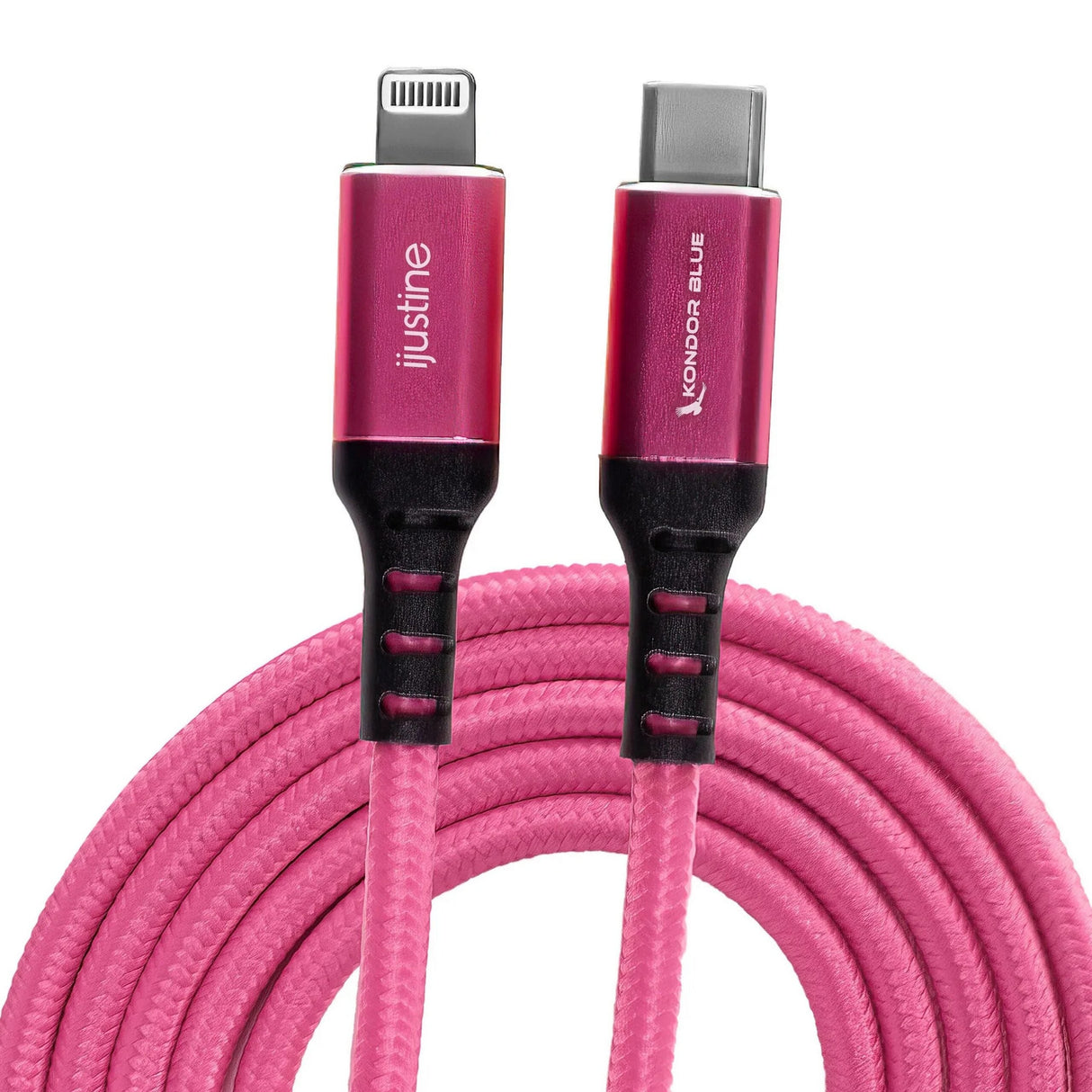 Kondor Blue KB-LightC-J iJustine Pink Lightning Cable for iPhone Charging and Sync USB-C 3.3-Feet