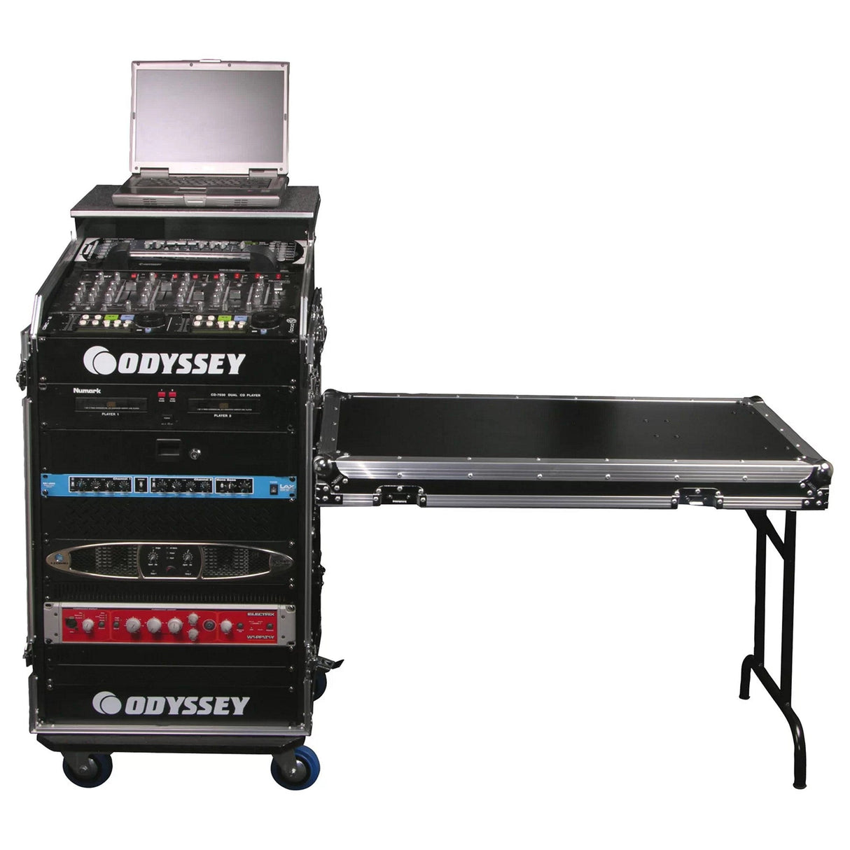 Odyssey Deluxe 11U Top Slanted 16U Bottom Vertical Pro Combo Rack