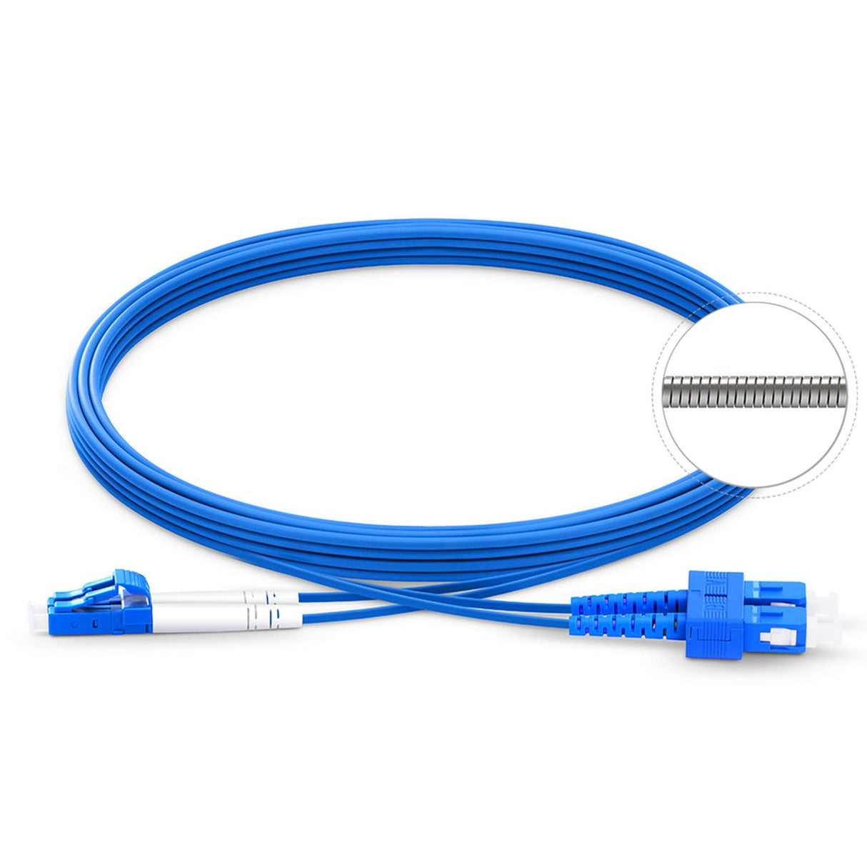 Techlogix Networx S2D-ARM-LCSC-05 Armored Fiber Patch Cord 5m Duplex Single Mode OS2 3.0mm Fiber with LC to SC Connectors