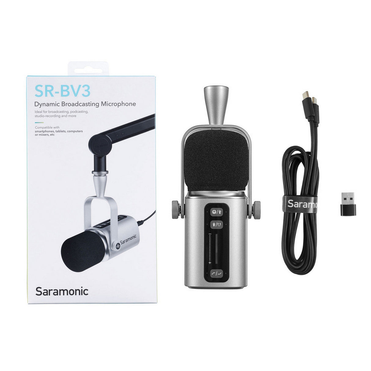 Saramonic SR-BV3 Large Diaphragm Dynamic Podcast Microphone w/XLR, USB-C, Headphone Outputs