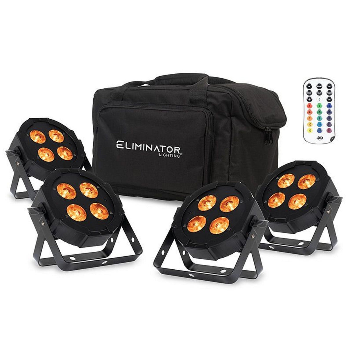 Eliminator Lighting Mega Flat Hex L PAK4 4 x 20-Watt, 6-In-1 RGBLA + UV LED Fixture