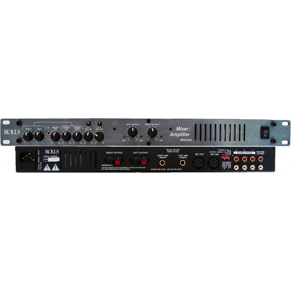 Rolls MA2355 Single Rack Stereo Mixer Amplifier