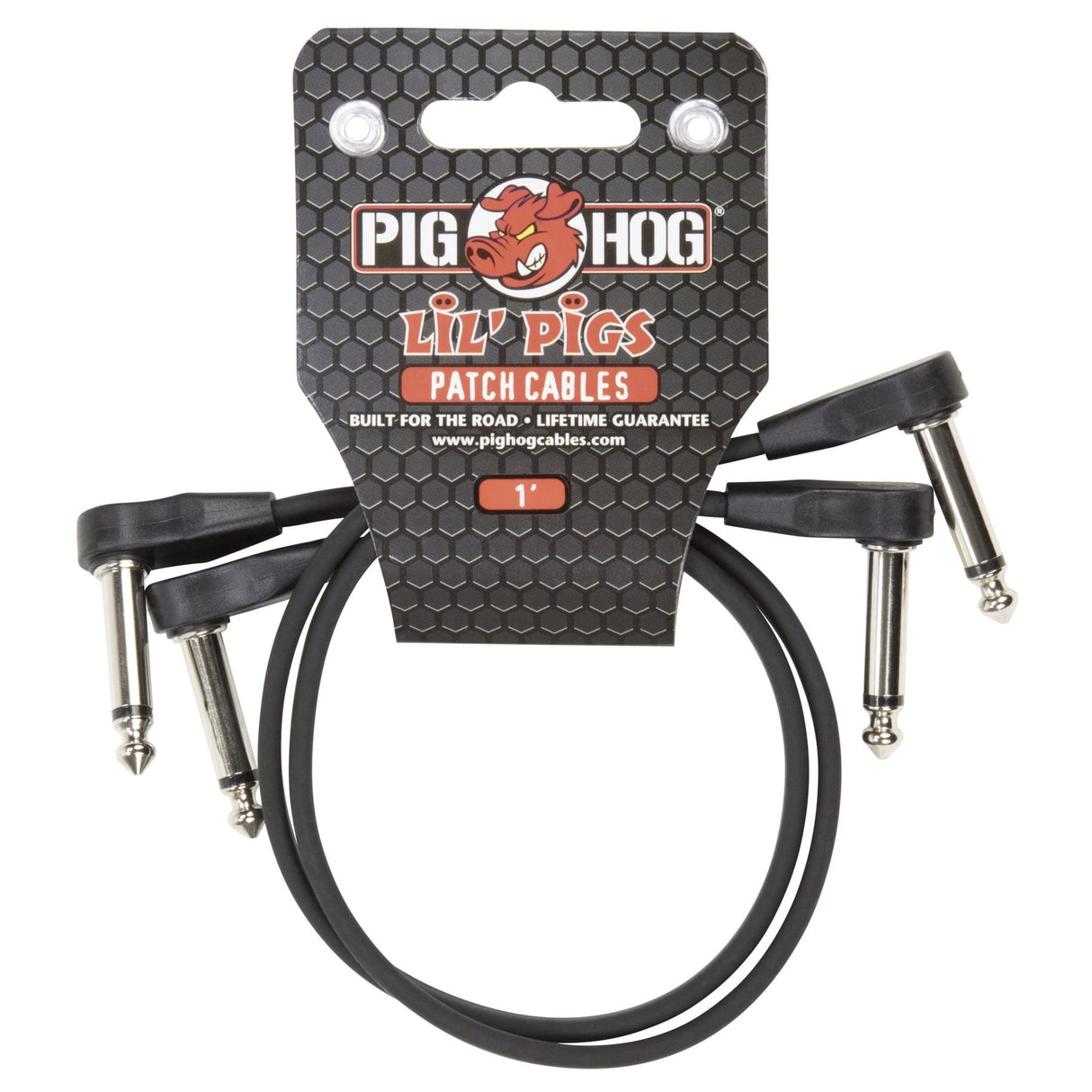 Pig Hog PHLSK1BK Lil' Pigs 1ft Low Profile Patch Cables, 2-Pack