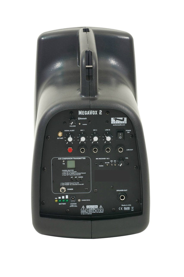 Anchor Audio MEGA2-XU2 MegaVox 2 portable PA speaker with AIR transmitter and dual wireless receiver front view