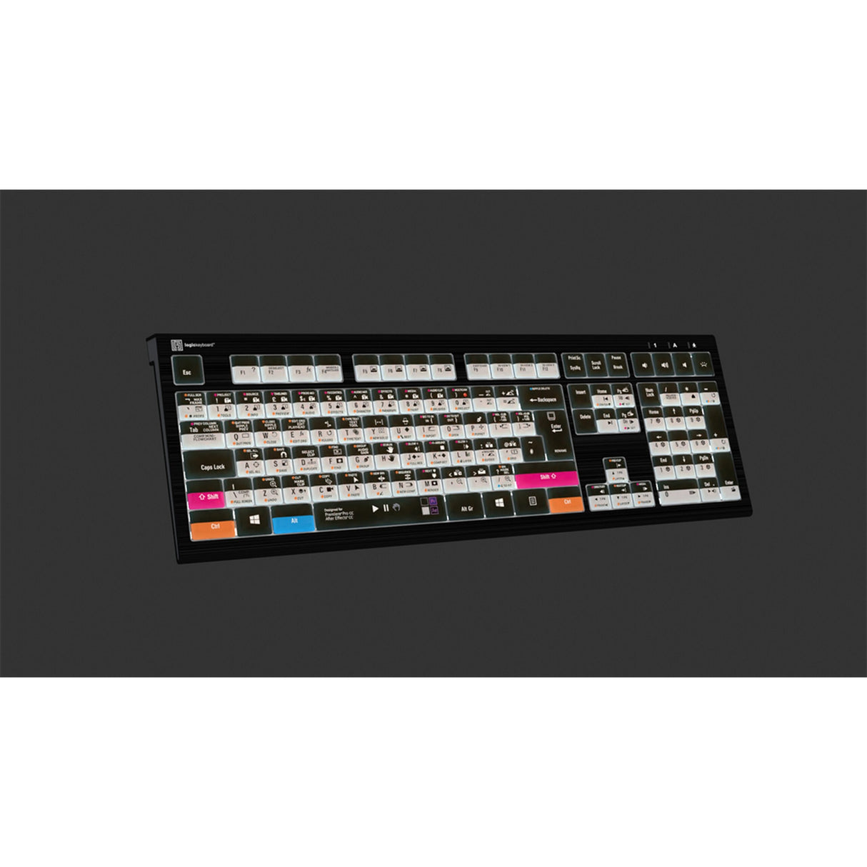 Logickeyboard LKB-AEPP-A2PC-US Adobe Filmmaker Pr+Ae PC Astra 2 Backlit Shortcut Keyboard