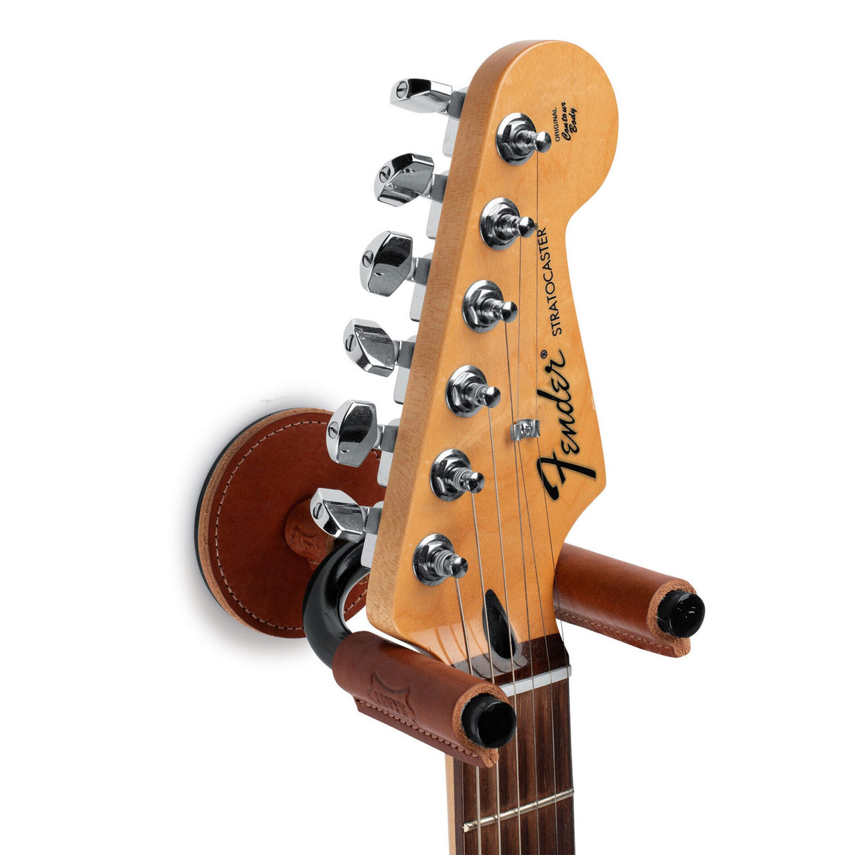 Levy's Black Forged Guitar Hanger with Tan Leather