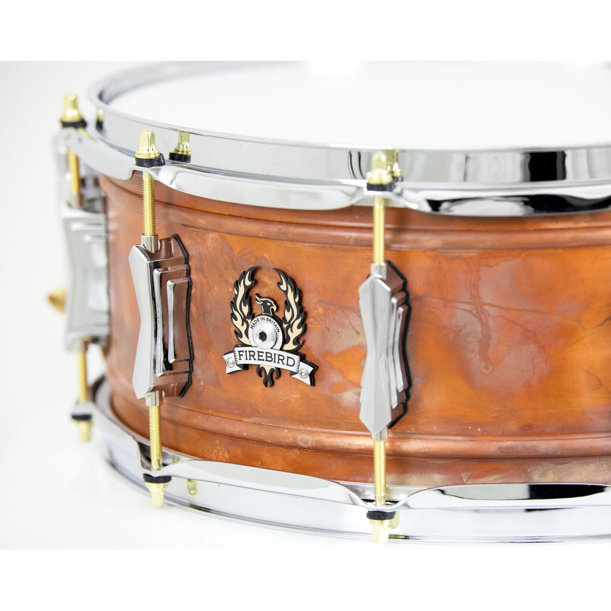 British Drum Co FB-14-60-SN Firebird Series 14x6-Inch Snare Drum, Copper Over Brass Finish