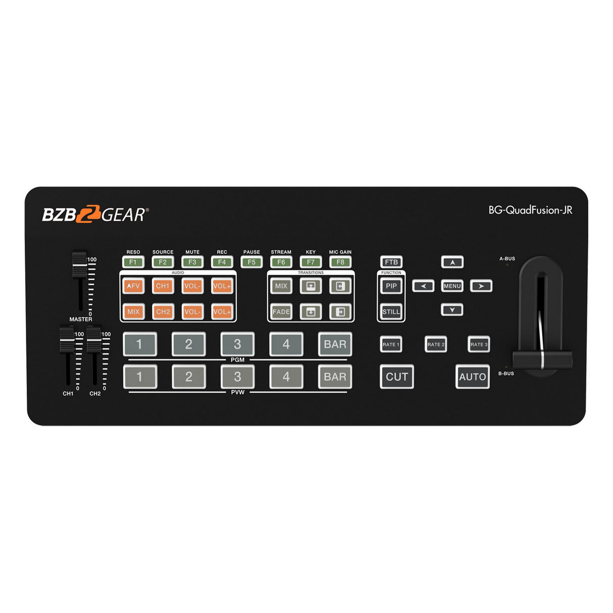 BZBGEAR BG-QuadFusion-Jr 4-Channel 1080p FHD Live Streaming HDMI/DP Switcher Mixer with PIP and USB 3.0 Capture Card