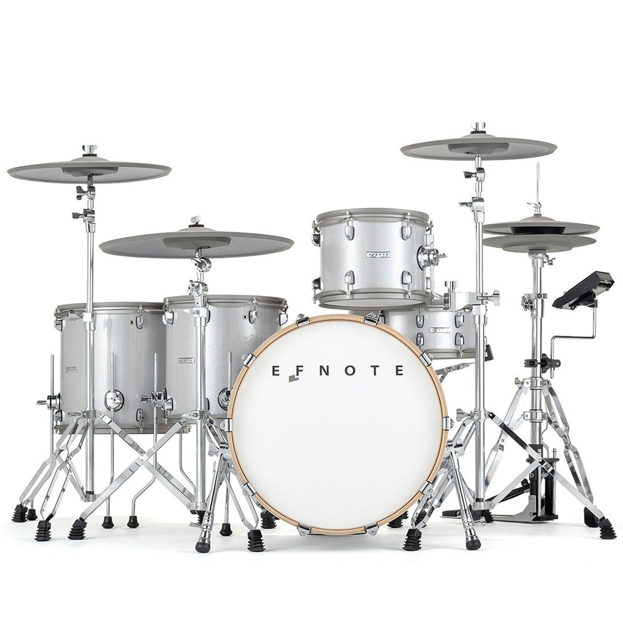 EFNOTE 7 Acoustic Designed Electronic Drum Set, White / Sparkle