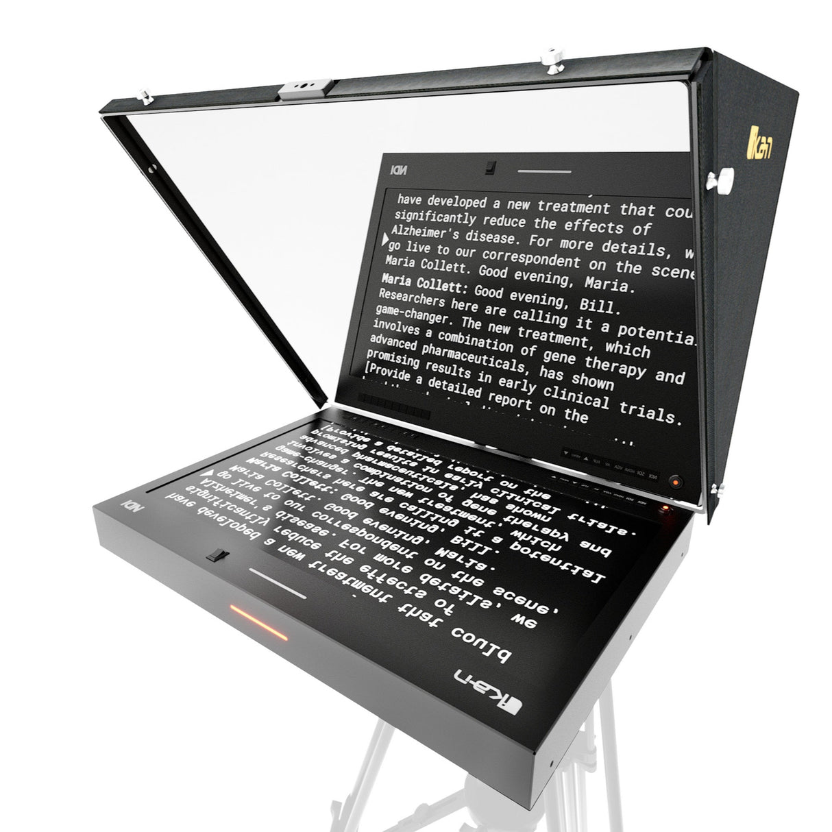 Ikan PT419W-NDI-TK Aura 19-Inch POE++ NDI Teleprompter with Full Encoding/Decoding IP Tally Light and Travel Kit
