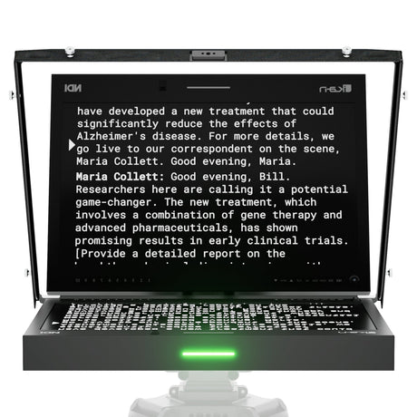Ikan PT419W-PTZ-NDI-TK Aura 19-Inch POE++ PTZ NDI Teleprompter with Full Encoding/Decoding IP Tally Light and Travel Kit