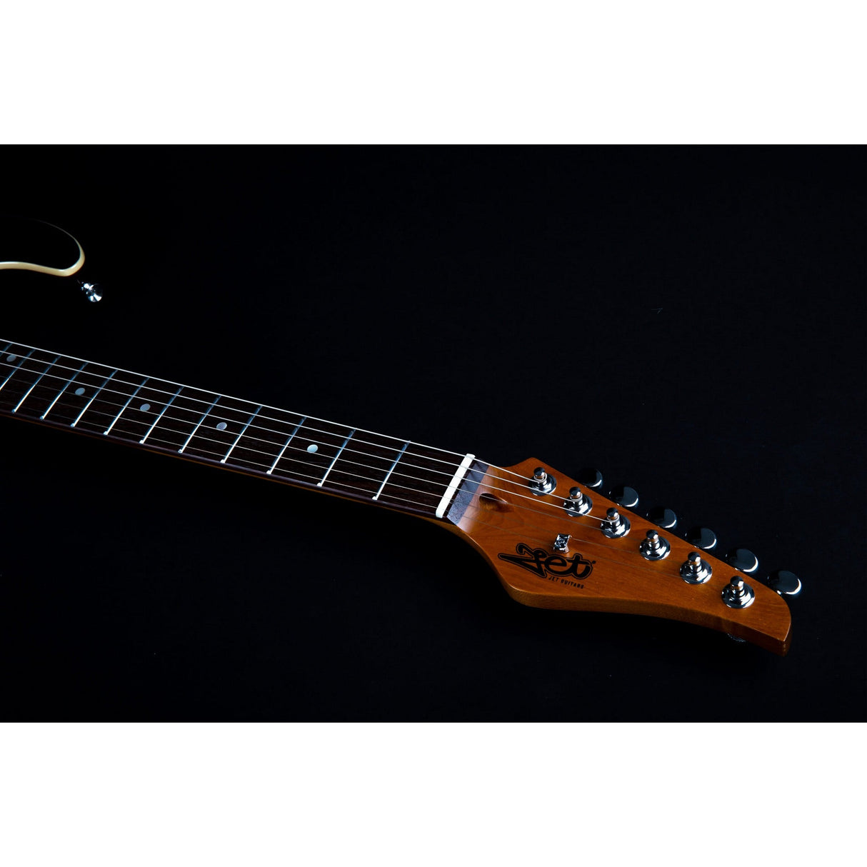 JET Guitars JS-450 QTBR HSS Transparent Brown Basswood Body with Spalted Top and Rosewood Fretboard Electric Guitar