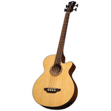 Luna Guitars Tribal 30-Inch Scale Satin Natural Acoustic-Electric Bass Guitar, 4-String