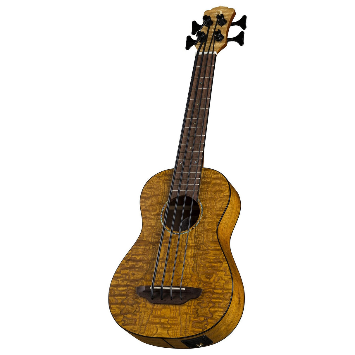 Luna Guitars Uke Bari-Bass Quilt Ash Top with Preamp and Padded Gigbag, 4-String