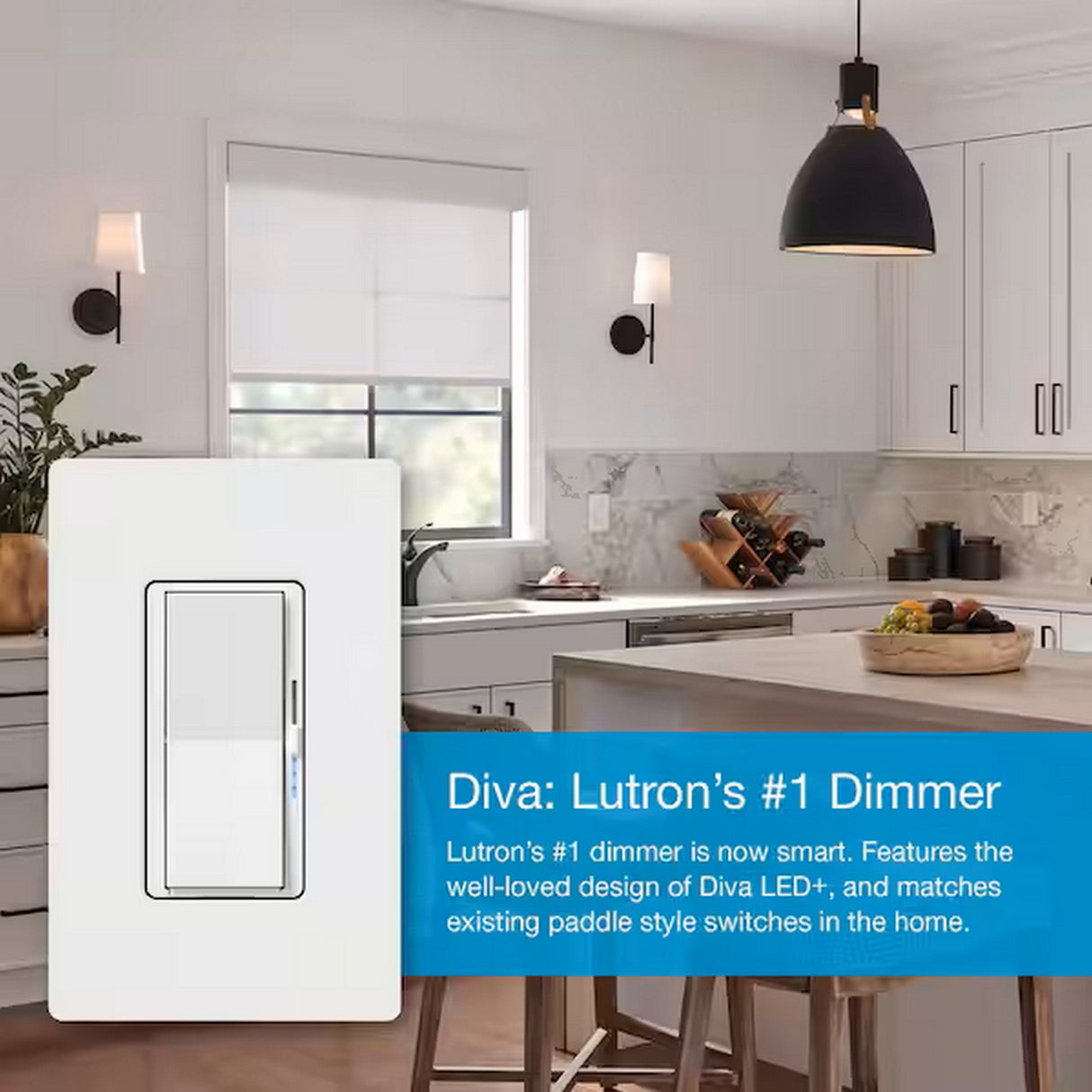 Lutron DVRF-6L-WH Diva Smart Dimmer for Caseta