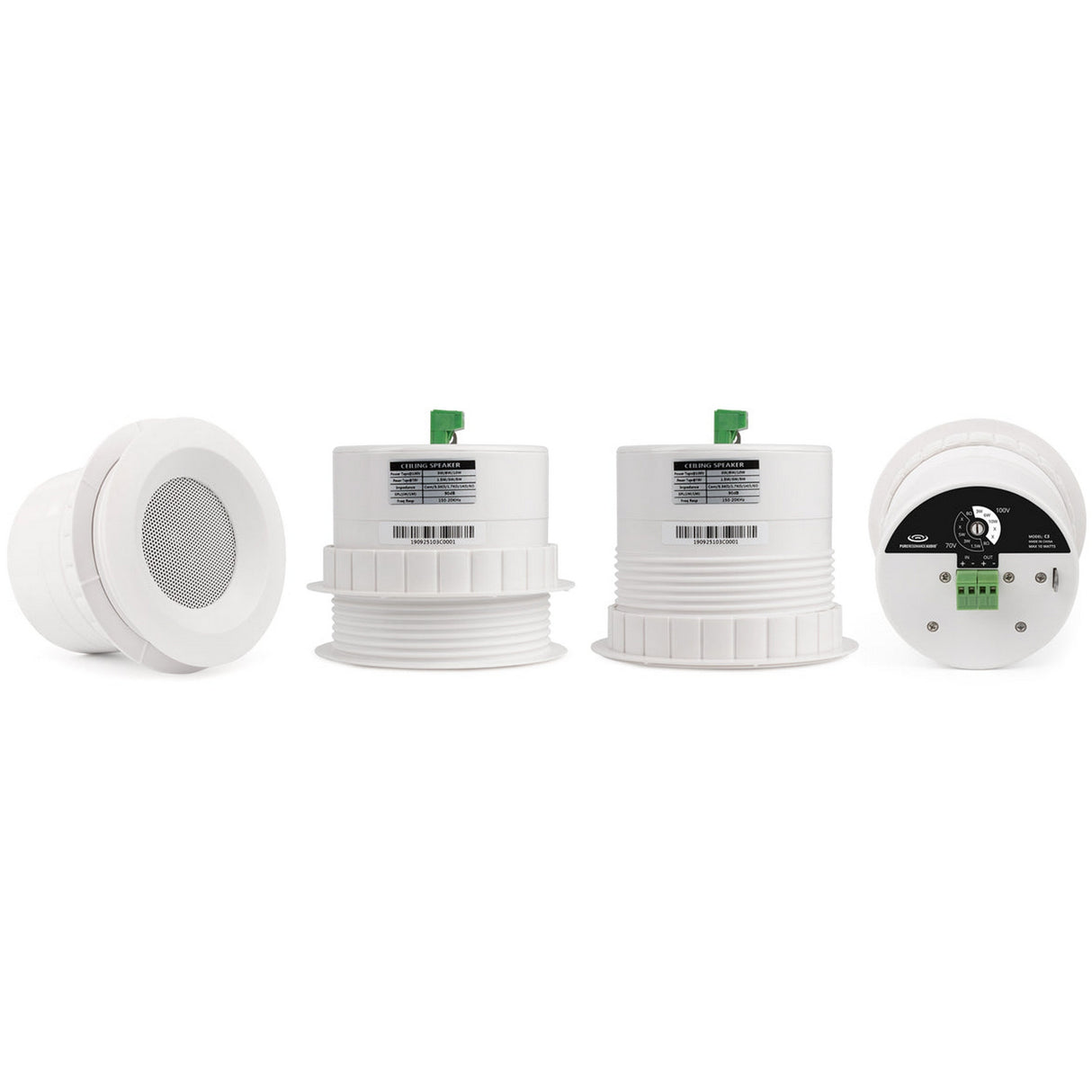 Pure Resonance Audio Fitness Sound System with (2) SD5 Premium Ceiling Tile Speakers, 4 C3 Compact C3 Ceiling Speakers, and RMA120BT Rack Mount Bluetooth Mixer Amplifier