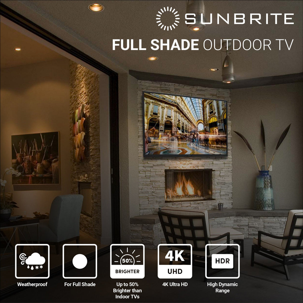 SunBrite Veranda Series 4K Full Shade LED HDR Outdoor TV Black