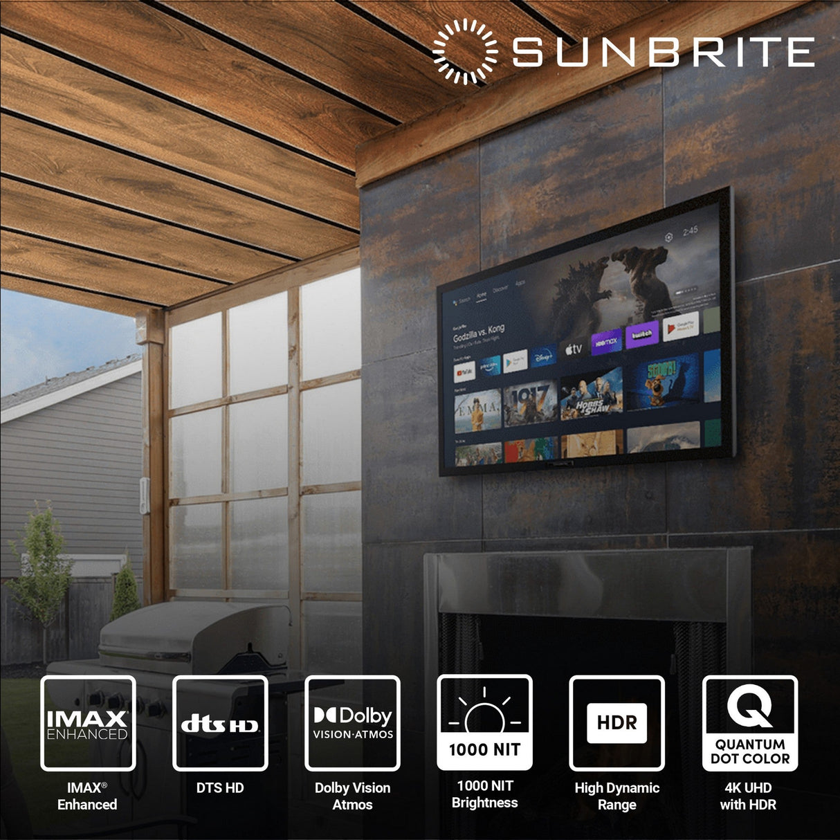 SunBrite Veranda Series 3 Full-Shade 4K HDR UHD Outdoor Smart Android TV Black