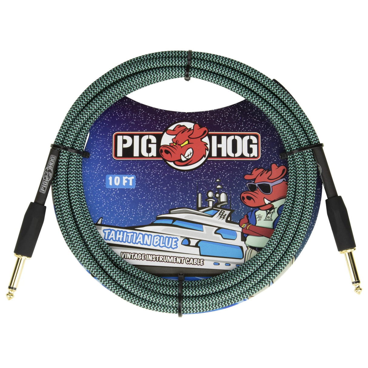 Pig Hog PCH10TAB Tahitian Blue Instrument Cable, 10-Foot