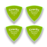 Gravity Picks GSSS15P-4pk Stealth Series Picks Polished Standard Size 1.5mm Fluorescent Green 4-Pack - accessories