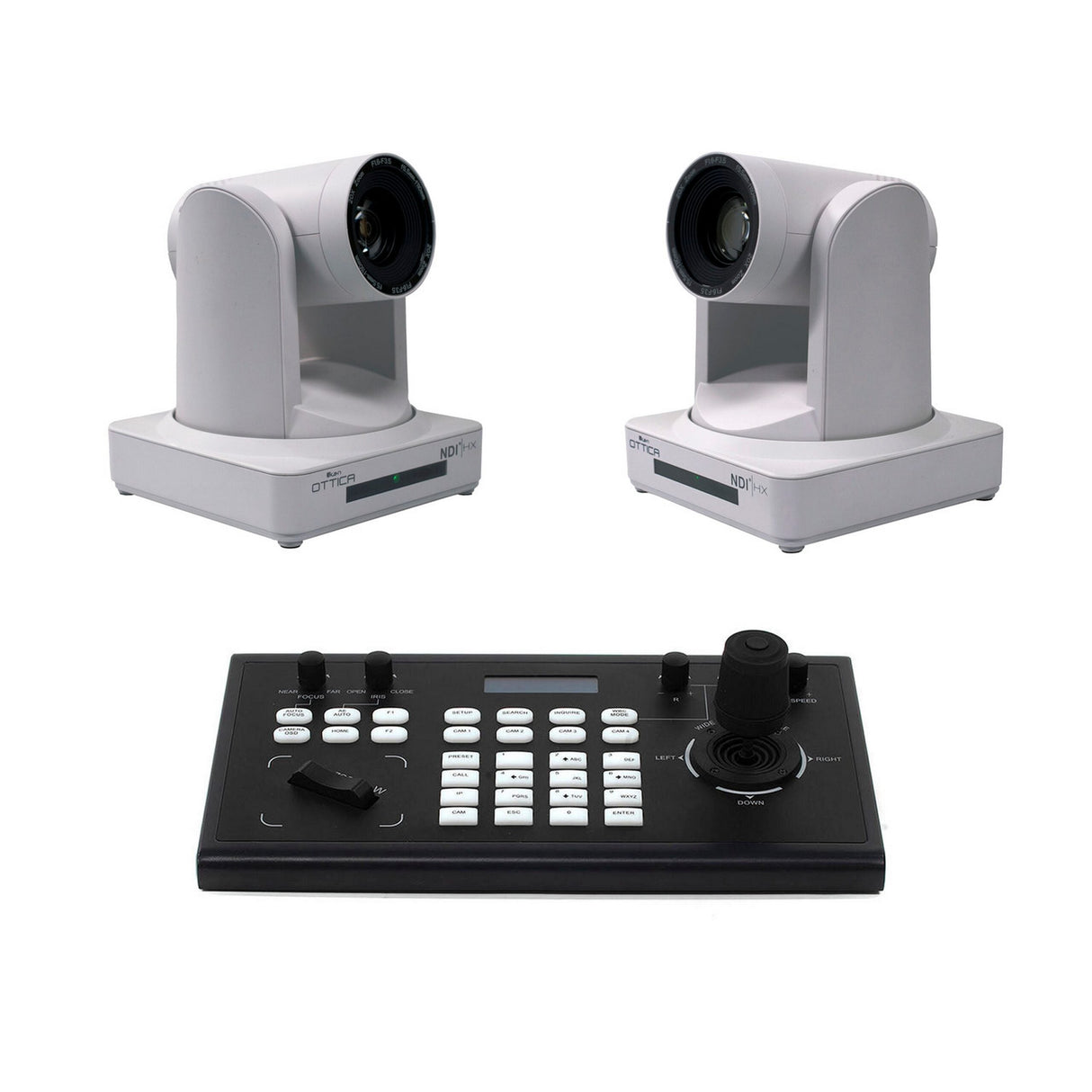 Ikan OTTICA-WH-2PTZ-1C OTTICA Bundle with 2 NDI HX PTZ Cameras/1 IP Controller, White