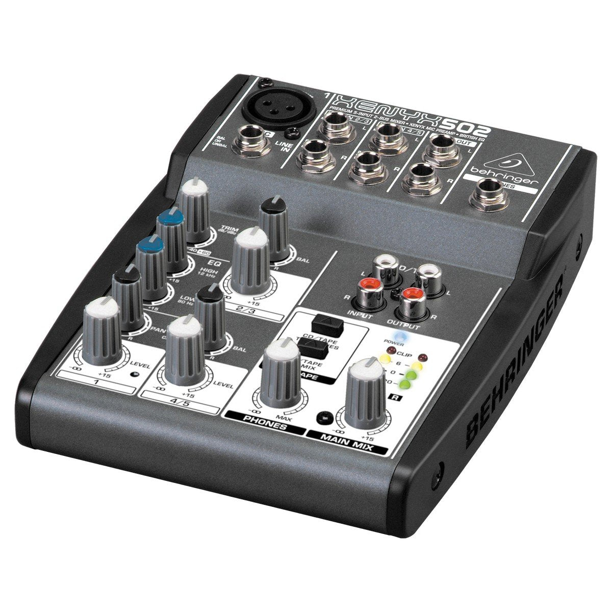 Behringer XENYX 502 Premium 5 Input 2 Bus Mixer, No Power Supply