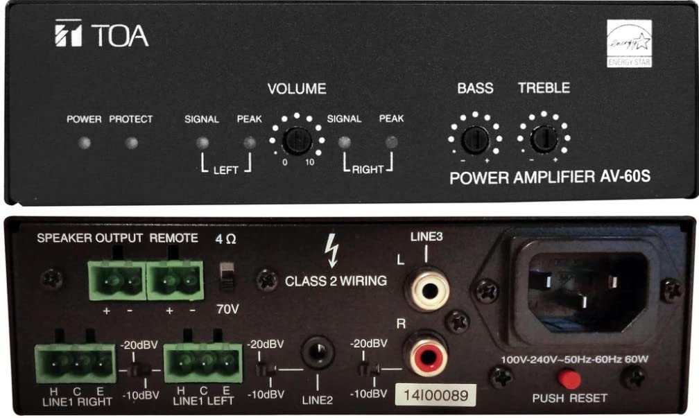 TOA Electronics AV-60S-AM Single Channel 60W Digital Amplifier