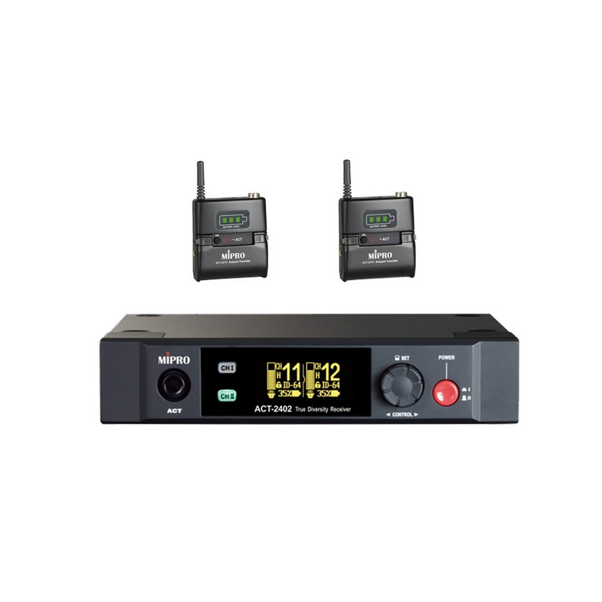 MIPRO ACT-2402/ACT-24TC2 Dual-Channel 2.4GHz Wireless Bodypack System