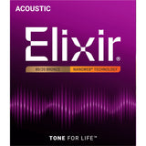 Elixir 11002 80/20 Bronze NANOWEB Acoustic Guitar Strings - Extra Light (10-47)