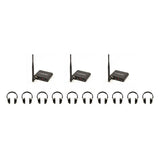 VocoPro Silent Disco 310 Package with 3 Transmitters and 10 Wireless LED Headphones